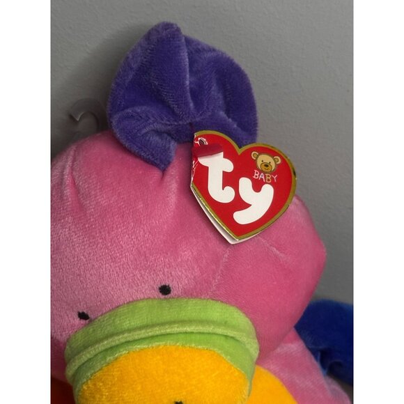 Ty Baby Little Piggy Plush Stuffed Toy Color Block Baby Pluffies Body Gift 10" - Picture 2 of 5